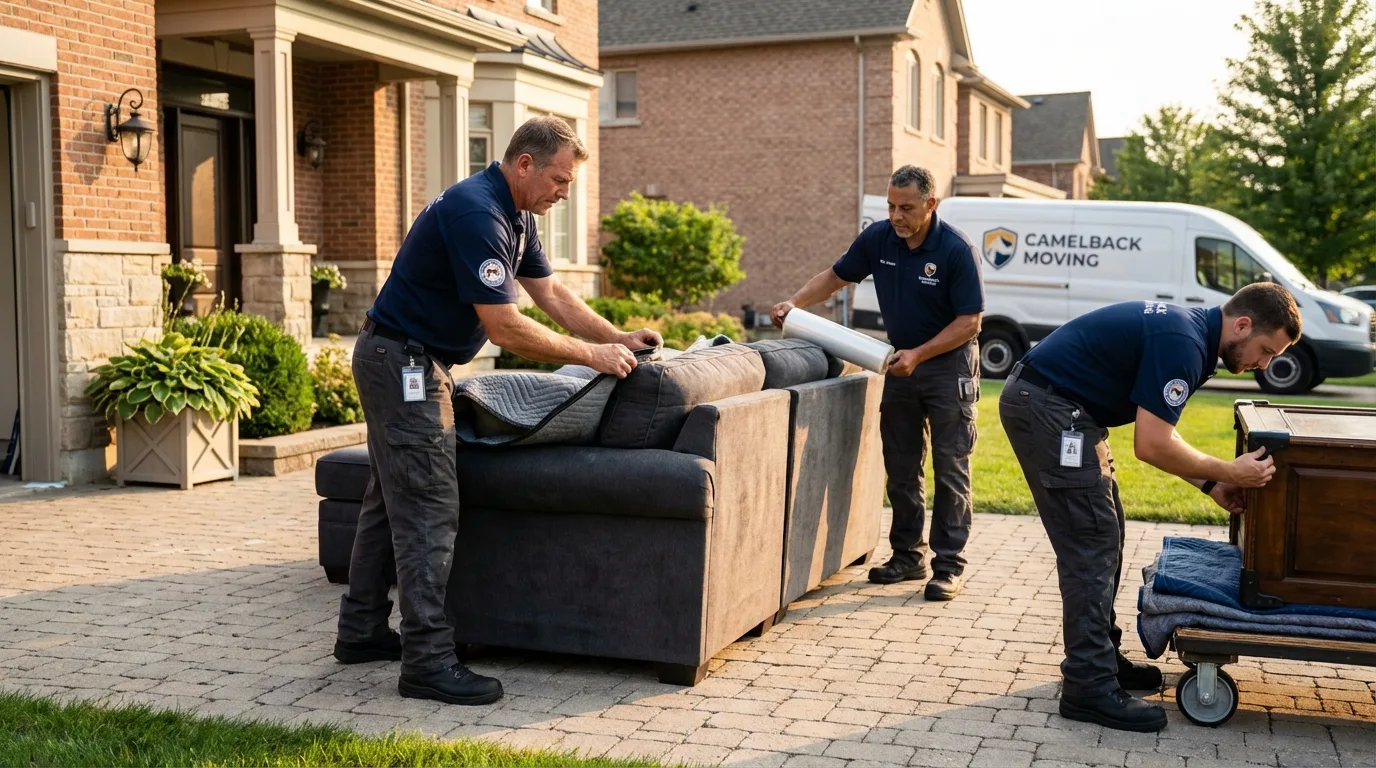 Large estate moving crew wrapping furniture in Minonk, IL